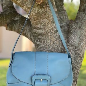 Cole Haan sky blue leather like new handbag